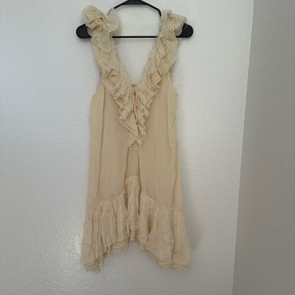 Zara Ivory Lace-Trimmed Dress